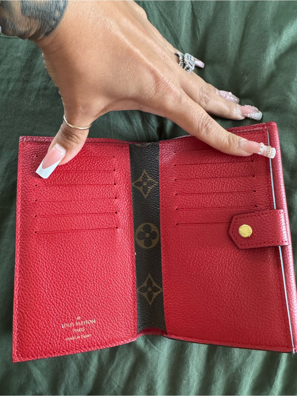 Louis Vuitton Monogram Canvas Wallet with Red Leather Flap - Picture 2 of 14
